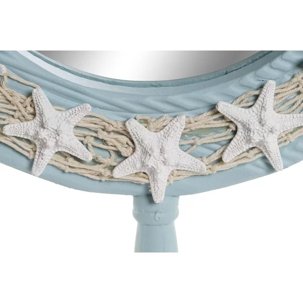 Wall mirror Home ESPRIT Sky blue Wood Rope Mediterranean 42,5 x 3 x 42,5 cm