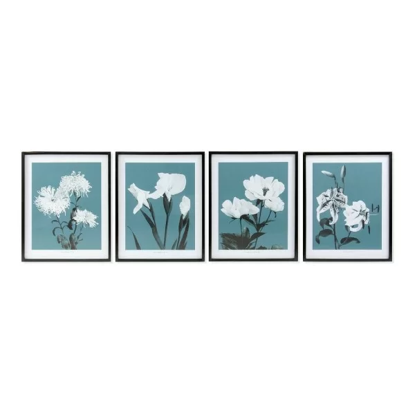 Painting DKD Home Decor Flowers 55 x 2,5 x 70 cm Flowers Modern (4 Pieces)
