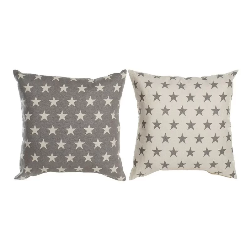 Cushion DKD Home Decor Beige Brown 60 x 10 x 60 cm Stars (2 Units)