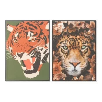 Painting DKD Home Decor 52 x 2,7 x 72 cm Tiger Modern (2...