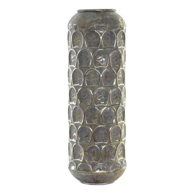 Vase DKD Home Decor Aged finish Grey Golden Metal Oriental 19 x 19 x 47 cm