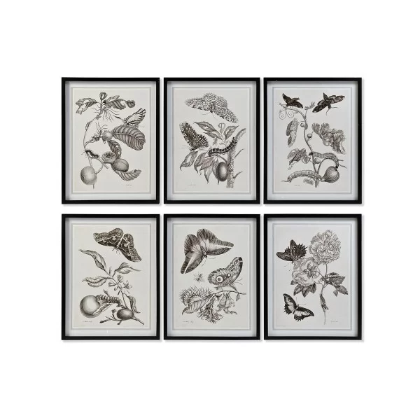 Painting DKD Home Decor 50 x 2,5 x 65 cm Flowers Modern (6 Pieces)