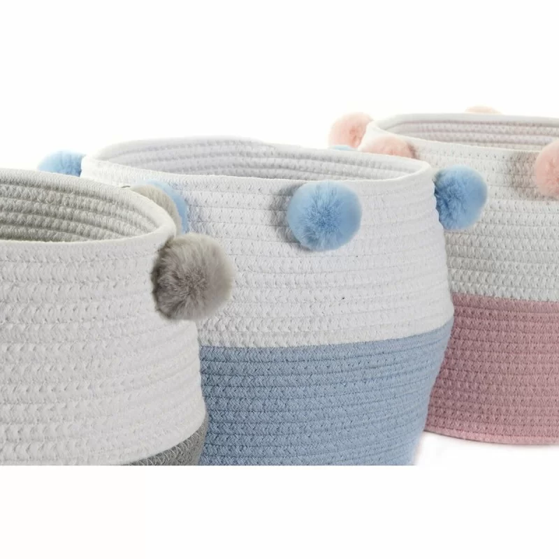 Basket DKD Home Decor Grey Sky blue Light Pink...