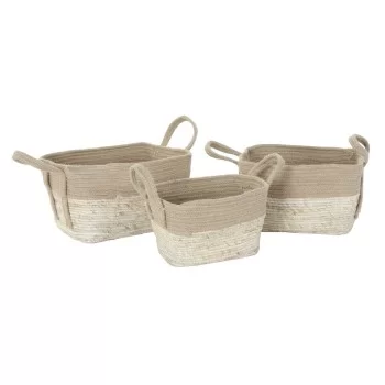 Set of Baskets DKD Home Decor Jute Fibre Cottage (3 pcs)...