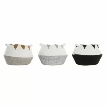 Basket DKD Home Decor White Black Grey Mustard Boho 36 x...