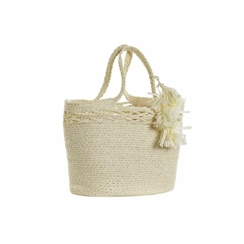 Basket DKD Home Decor 36 x 29 x 48 cm Beige Natural Fibre Boho