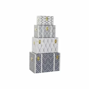 Chest DKD Home Decor White Grey Polyurethane MDF Wood (4...