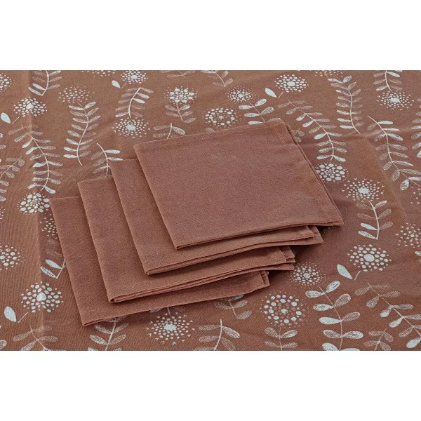 Tablecloth and napkins DKD Home Decor White Terracotta 150 x 150 x 0,5 cm (2 Units)