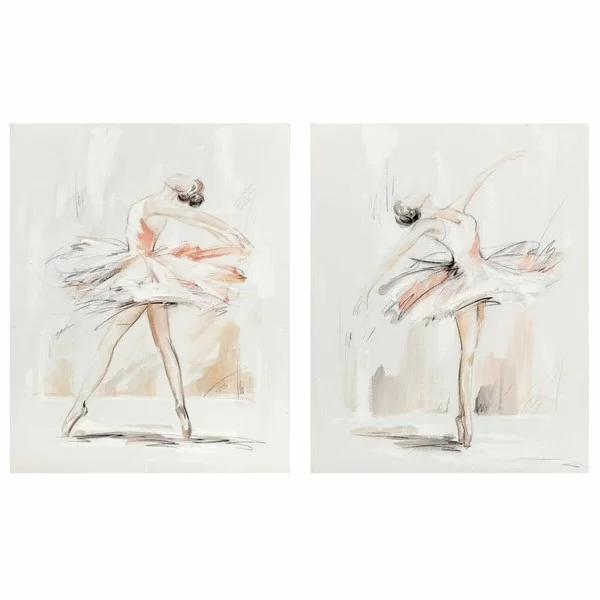 Painting DKD Home Decor 80 x 3,7 x 100 cm Ballet Dancer Romantic (2 Units)