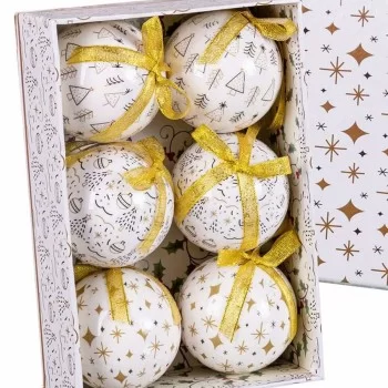 Christmas Baubles White Golden Paper Polyfoam 7,5 x 7,5 x... 2