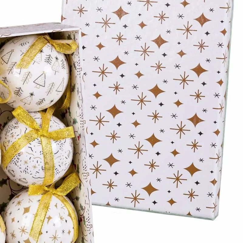 Christmas Baubles White Golden Paper Polyfoam...