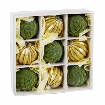 Christmas Baubles Green Golden Plastic 6 x 6 x 6 cm (9Units) 2