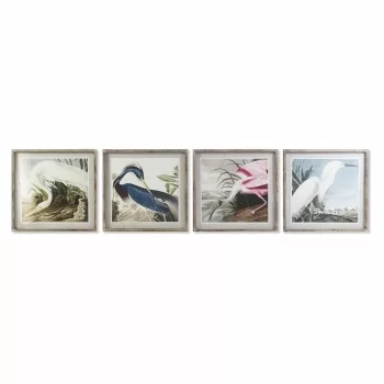 Painting DKD Home Decor 60 x 2,5 x 60 cm Bird Oriental (4...