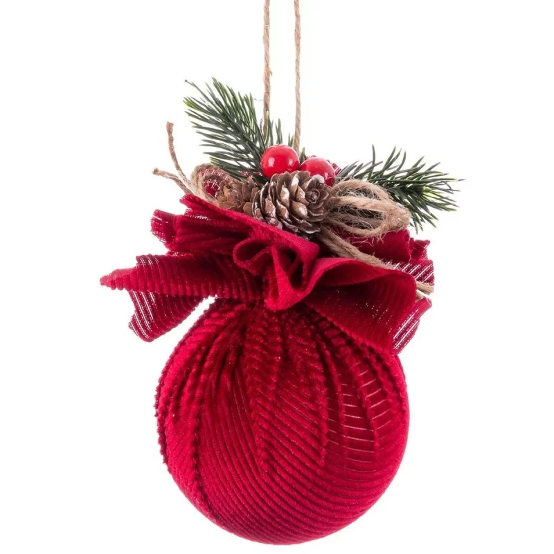 Christmas Baubles Multicolour Burgundy Corduroy...