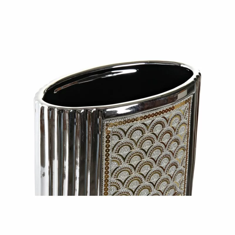Vase DKD Home Decor Silver Golden Stoneware (21...