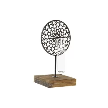 Candleholder DKD Home Decor Crystal Black Metal Wood...