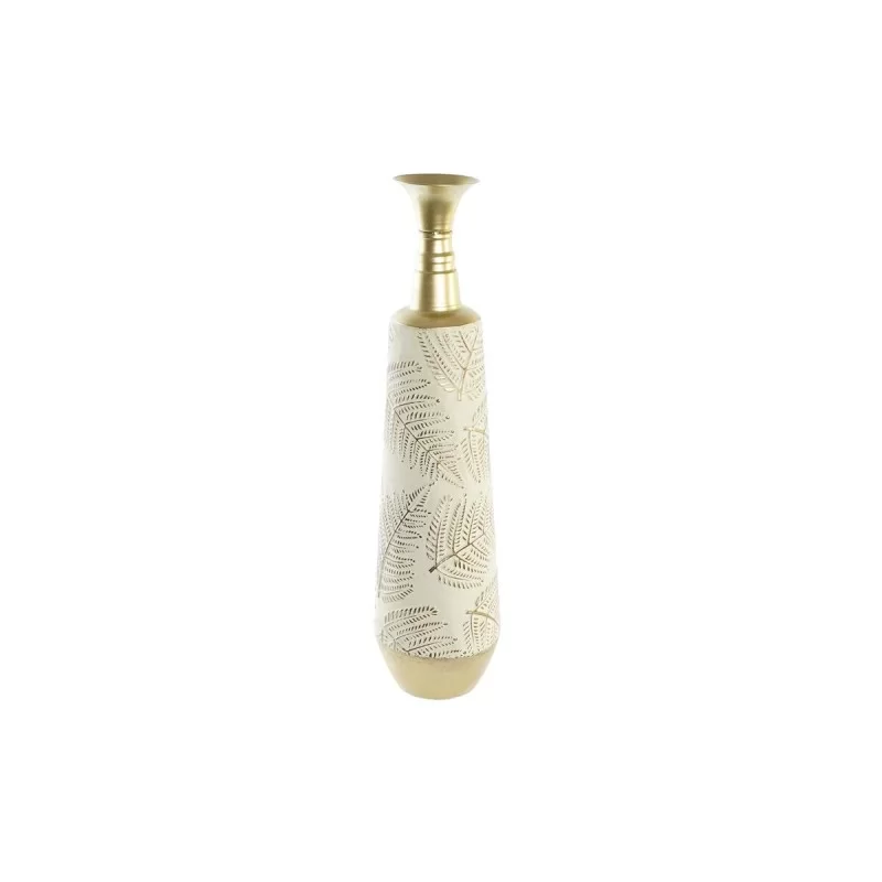 Vase DKD Home Decor Golden Metal Cream Tropical Leaf of a plant (19 x 19 x 76 cm)