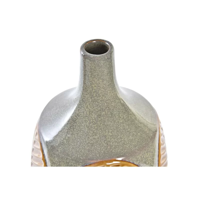 Vase DKD Home Decor Brown Pink Stoneware Leaf...