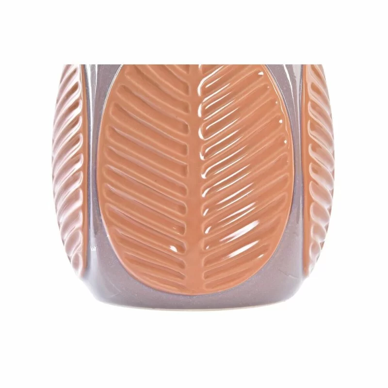 Vase DKD Home Decor Brown Pink Stoneware Leaf...