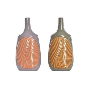 Vase DKD Home Decor Brown Orange Stoneware Leaf of a...