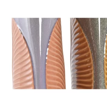 Vase DKD Home Decor Brown Orange Stoneware Leaf of a... 2