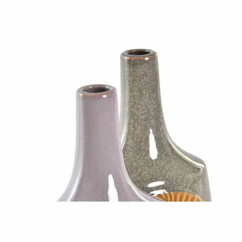 Vase DKD Home Decor Brown Orange Stoneware Leaf...