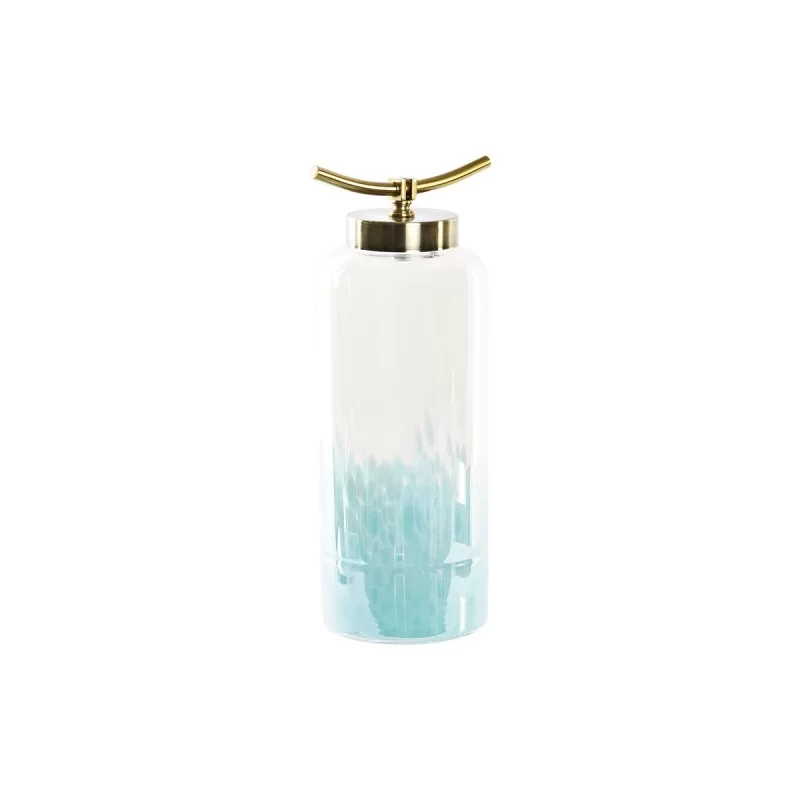 Vase DKD Home Decor Crystal Blue Golden Metal Mediterranean (19 x 15 x 41 cm) (Ø 14 cm)