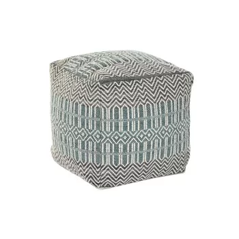 Cushion DKD Home Decor Floor Blue White Green Squared...