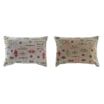 Cushion DKD Home Decor White Beige Rectangular Boho Ikat...