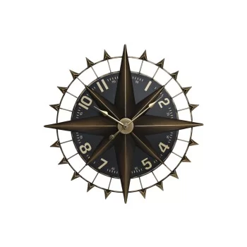 Wall Clock Home ESPRIT Black Golden Iron Compass Vintage...