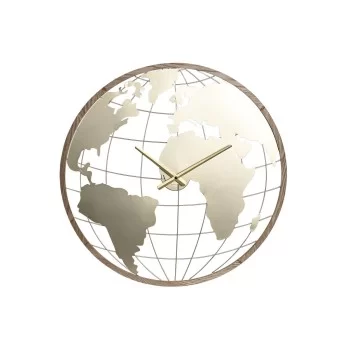 Wall Clock Home ESPRIT Black Wood Metal World Map Vintage...