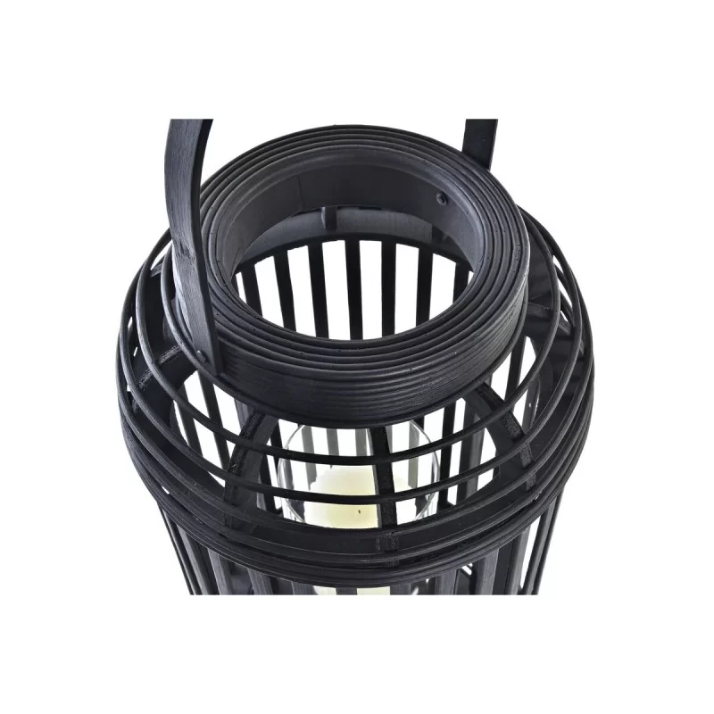 Lantern DKD Home Decor Crystal Black Bamboo (24...
