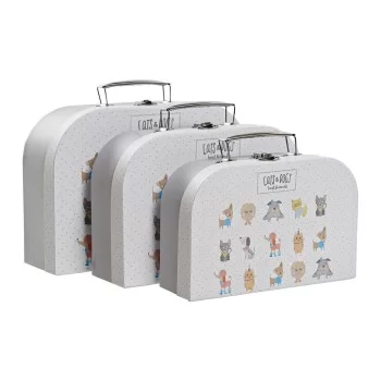 Set of decorative boxes DKD Home Decor Pets White Metal...