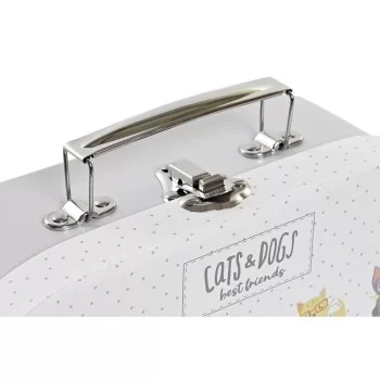 Set of decorative boxes DKD Home Decor Pets White Metal... 2