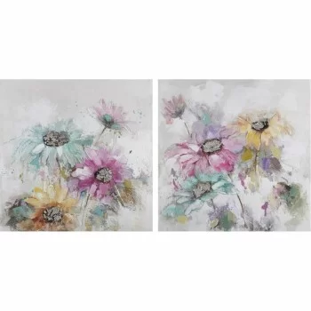 Painting DKD Home Decor 100 x 3,5 x 100 cm Flowers Shabby...