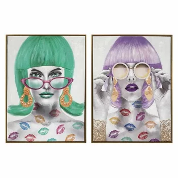 Painting DKD Home Decor 60 x 3,5 x 80 cm Fashion Girls (2...