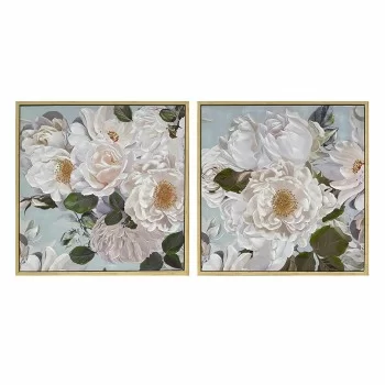 Painting DKD Home Decor 80 x 4 x 80 cm Flowers Shabby...