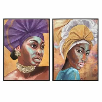 Canvas DKD Home Decor 60 x 3,5 x 80 cm Colonial African...