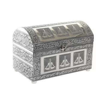 Jewelry box DKD Home Decor Green Silver Wood Aluminium 25...