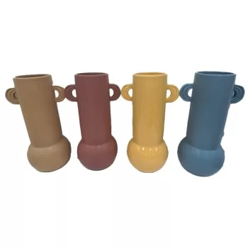 Vase DKD Home Decor 16 x 14 x 28 cm Beige Blue Terracotta...