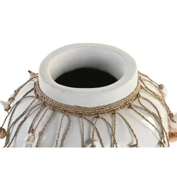 Vase DKD Home Decor Blue White Bamboo Shells 20 x 20 x 26... 2