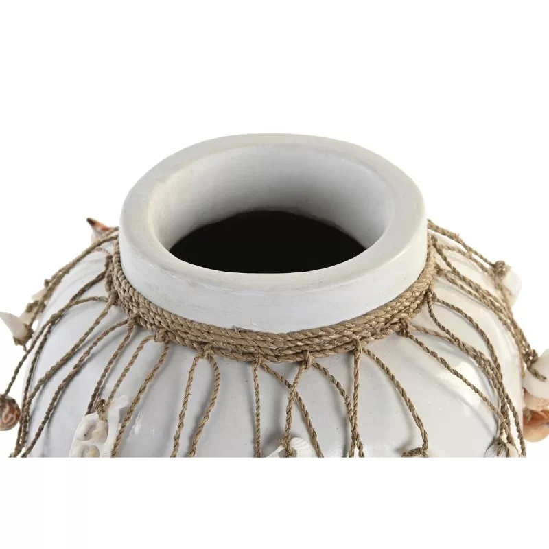 Vase DKD Home Decor Blue White Bamboo Shells 20...