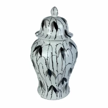 Tibor DKD Home Decor Porcelain Black White Oriental Leaf...