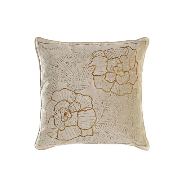Cushion DKD Home Decor Golden 45 x 10 x 45 cm Flowers
