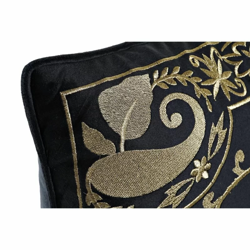 Cushion DKD Home Decor Black Golden 45 x 10 x...