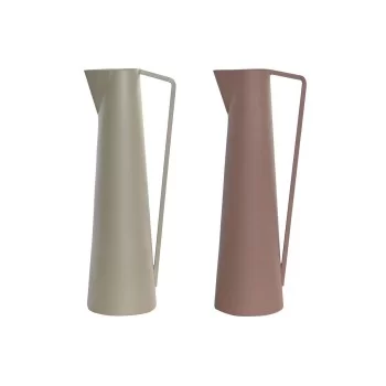 Vase DKD Home Decor Beige Pink Iron 12 x 10 x 35 cm (2...