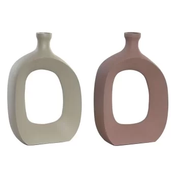 Vase DKD Home Decor 16 x 6 x 24 cm Beige Pink Aluminium...