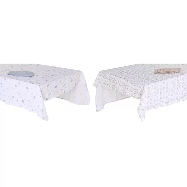 Tablecloth and napkins DKD Home Decor 150 x 250 x 0,5 cm Blue Brown White (2 Units)