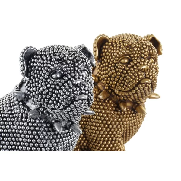 Decorative Figure DKD Home Decor Golden Silver Dog Loft 20,5 x 14,5 x 22 cm (2 Units)