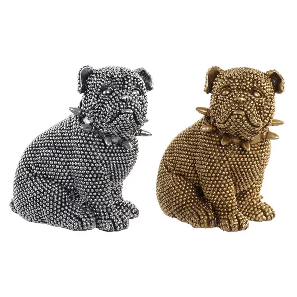 Decorative Figure DKD Home Decor Golden Silver Dog Loft 20,5 x 14,5 x 22 cm (2 Units)
